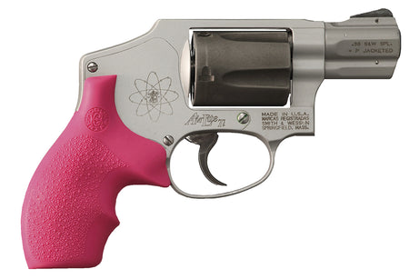 Hogue 61007 S&W J Frame Round Butt Cobblestone Pink Bantam Rubber Grip with Finger Grooves