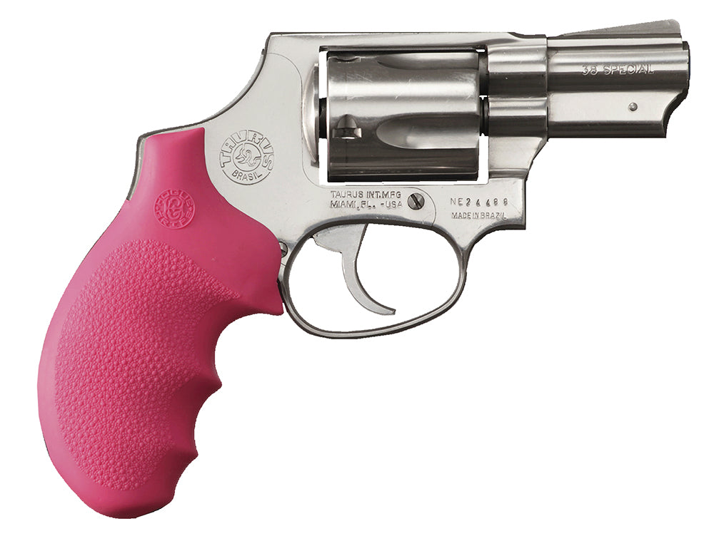 Hogue 67007 Taurus 85 Cobblestone Pink Rubber Monogrip OverMolded with Finger Grooves