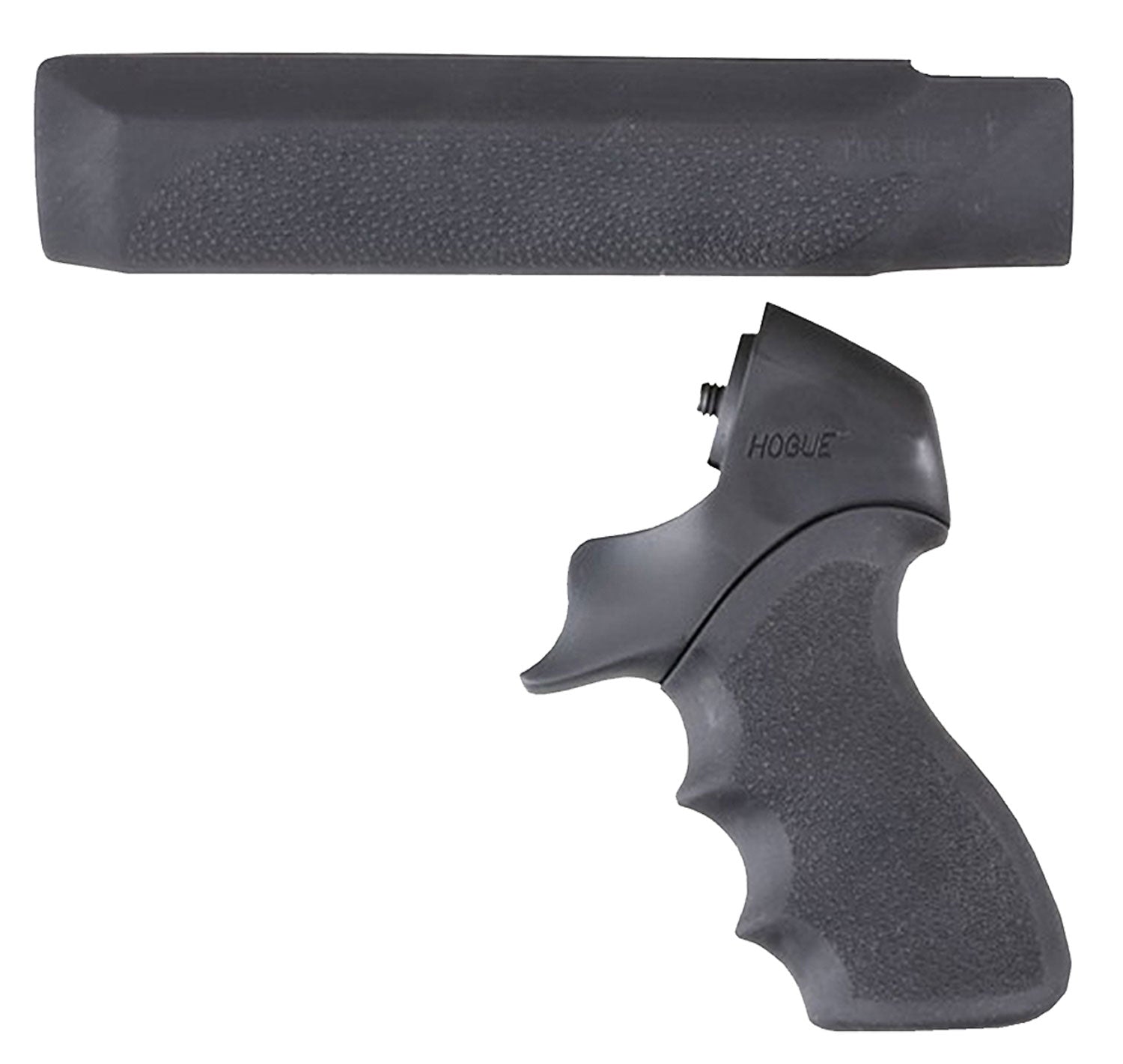 Hogue 05015 Mossberg 500 12 Gauge OverMolded Tamer Rubber Grip & Polymer Forend Black Finger Grooves