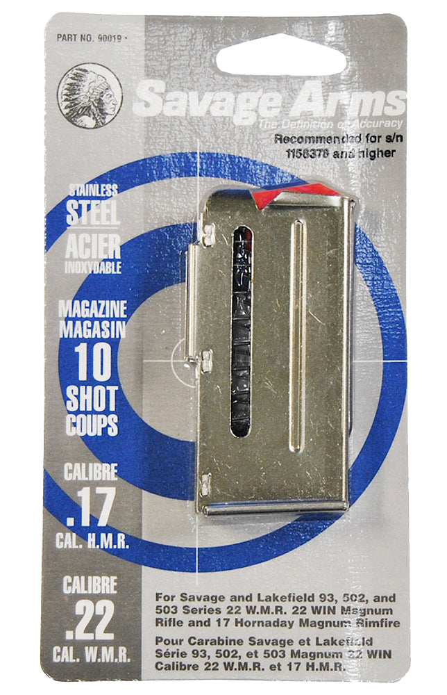 Savage Arms 90019 10rd Stainless Steel Rotary Mag Savage 93 Series 17 HMR/22 WMR
