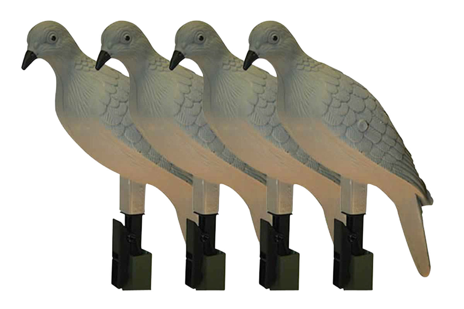 Mojo Outdoors Clip On Hard Body Dove Decoys with Peg Mount, Natural Plastic, 4-Pack, HW9004