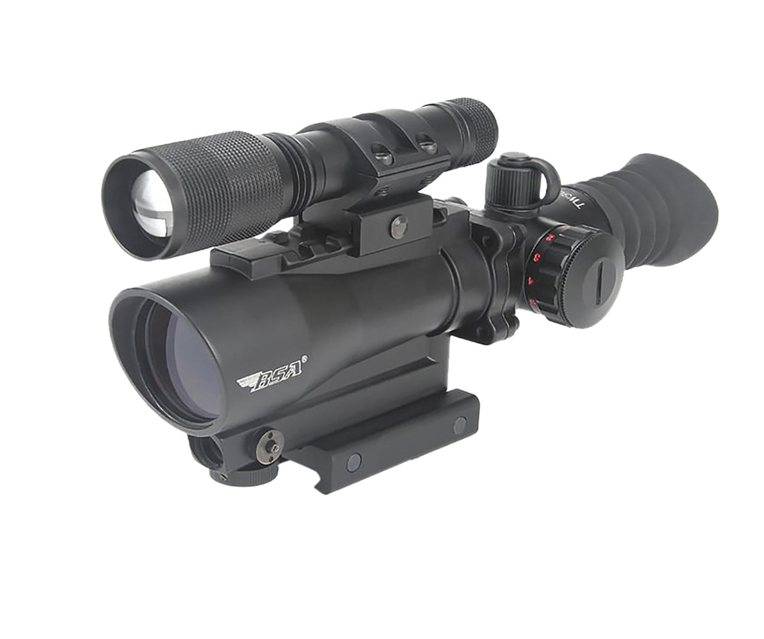 BSA TW30RDLL 30mm 1x Red Dot with 650nm Laser and 140 Lumen Flashlight Combo