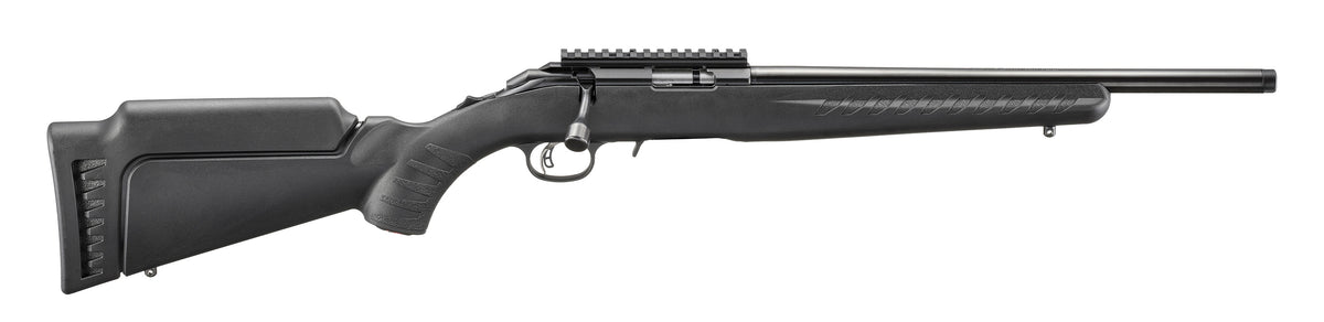 Ruger American 22 LR 10+1 16.10" Satin Blued Threaded Barrel, Satin Blued Alloy Steel Receiver w/Picatinny Rail, Black Adj LOP Synthetic Stock