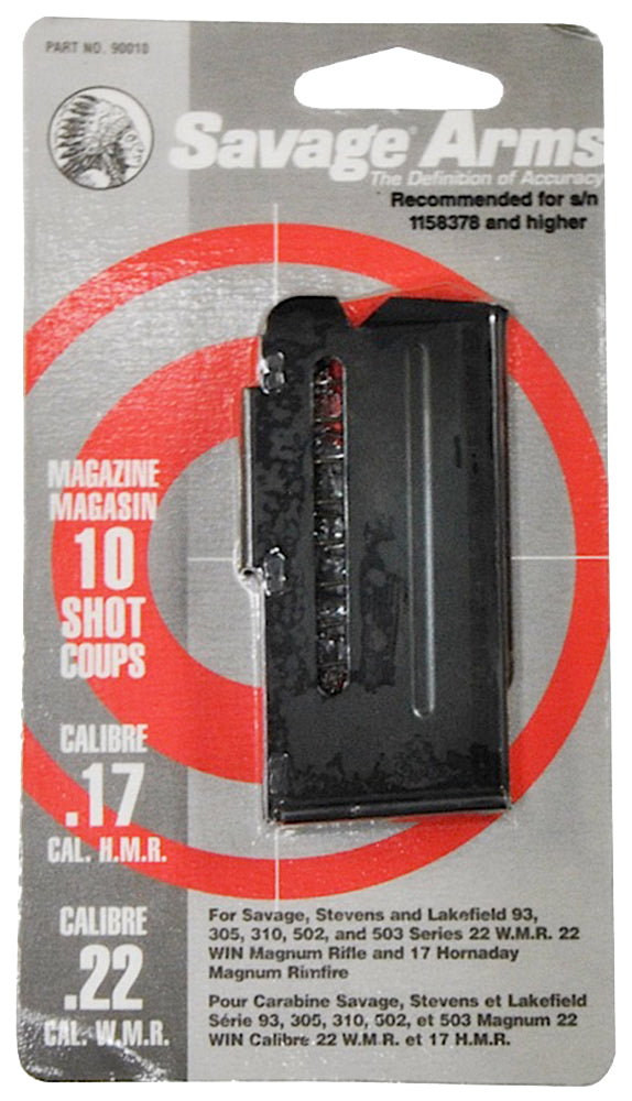Savage Arms 90010 10rd Blued Steel Mag Savage 93 Series 17 HMR/22 WMR