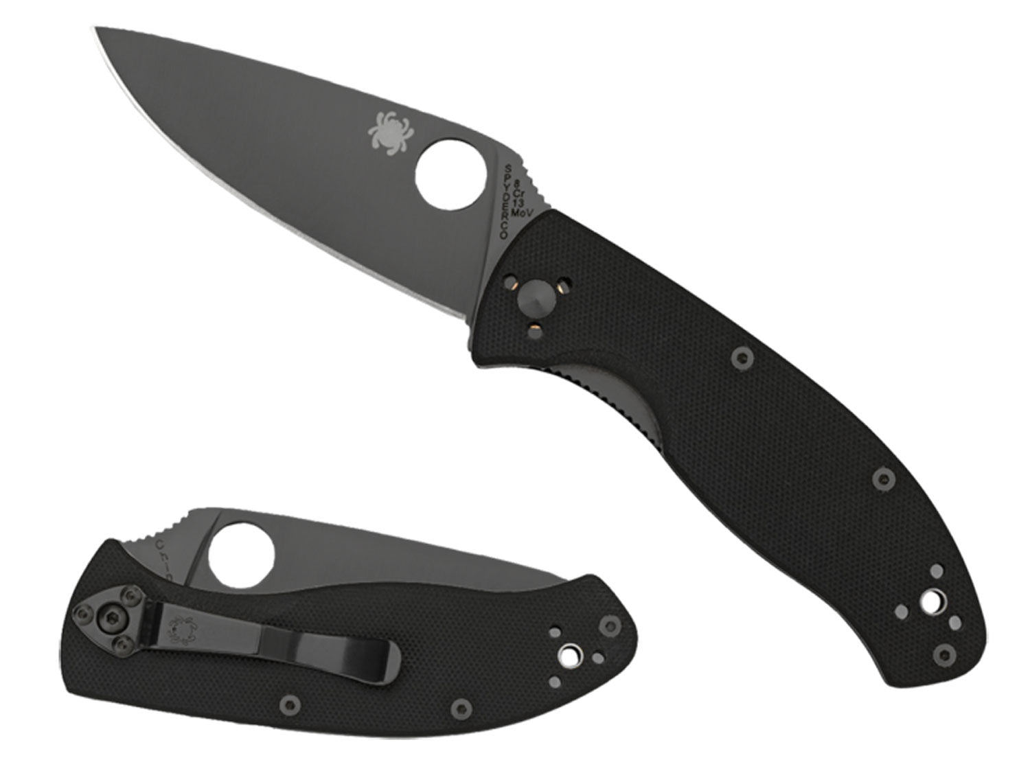 Spyderco Tenacious Folding Pocket Knife C122GBBKPS 3.39" Part Serrated Black Matte 8Cr13MoV Blade Black G10 Handle