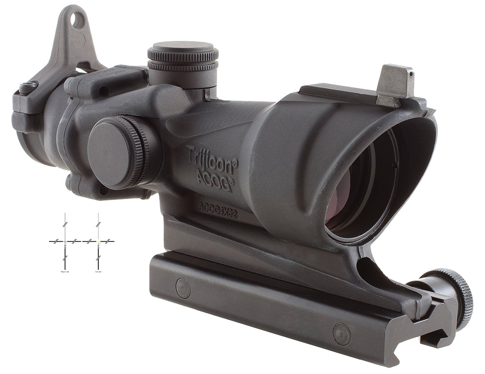 Trijicon 100092 ACOG Fixed 4x32mm Scope Black Anodized Illuminated Amber Crosshair BDC Reticle .308/7.62