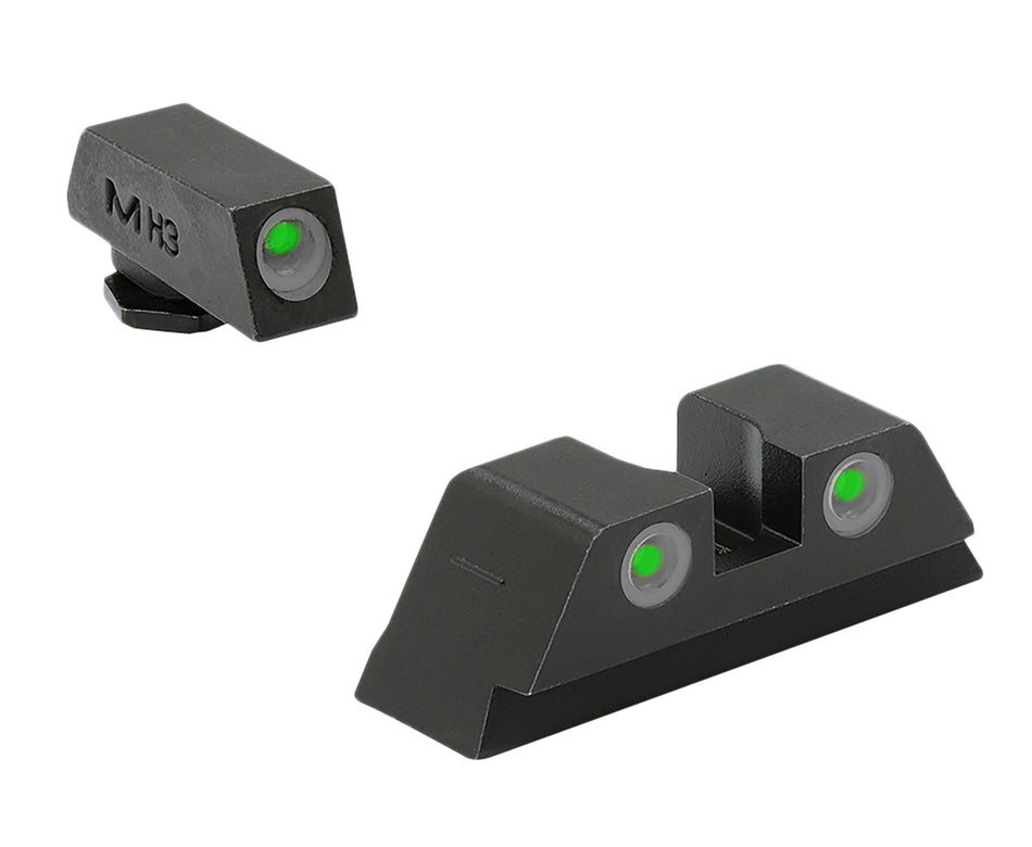 Meprolight Tru-Dot Fixed Green Tritium Front & Rear Night Sight Set Glock Standard Frame Models