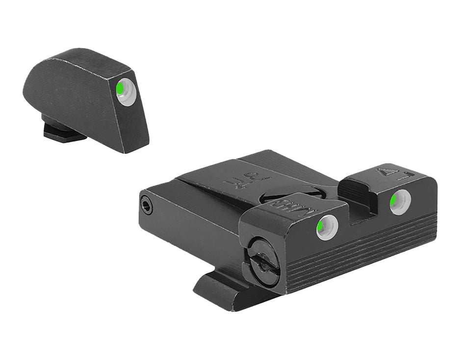 Meprolight Tru-Dot Adj. Green Tritium Front Fixed/Rear Adjustable Night Sight Set for Glock Models