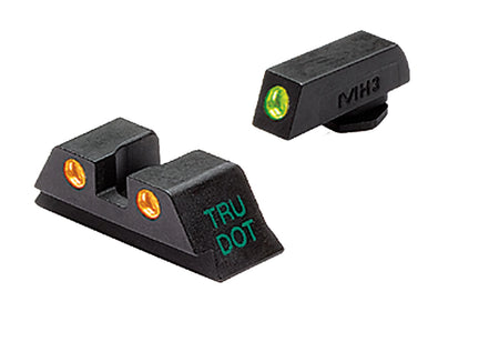 Meprolight Tru-Dot Fixed Tritium Night Sight Set Green Front Orange Rear Glock Standard Frame 17/19/22/23 Series