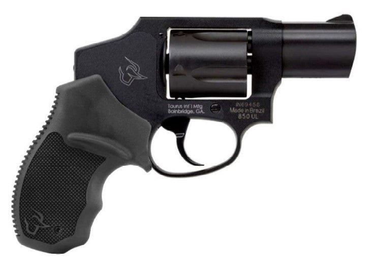 Taurus 2-850121 850 Small 38 Special 5 Shot 2" Matte Black Alloy Steel Barrel, Cylinder & Frame, Black Rubber Grip, Transfer Bar Safety, Concealed Hammer