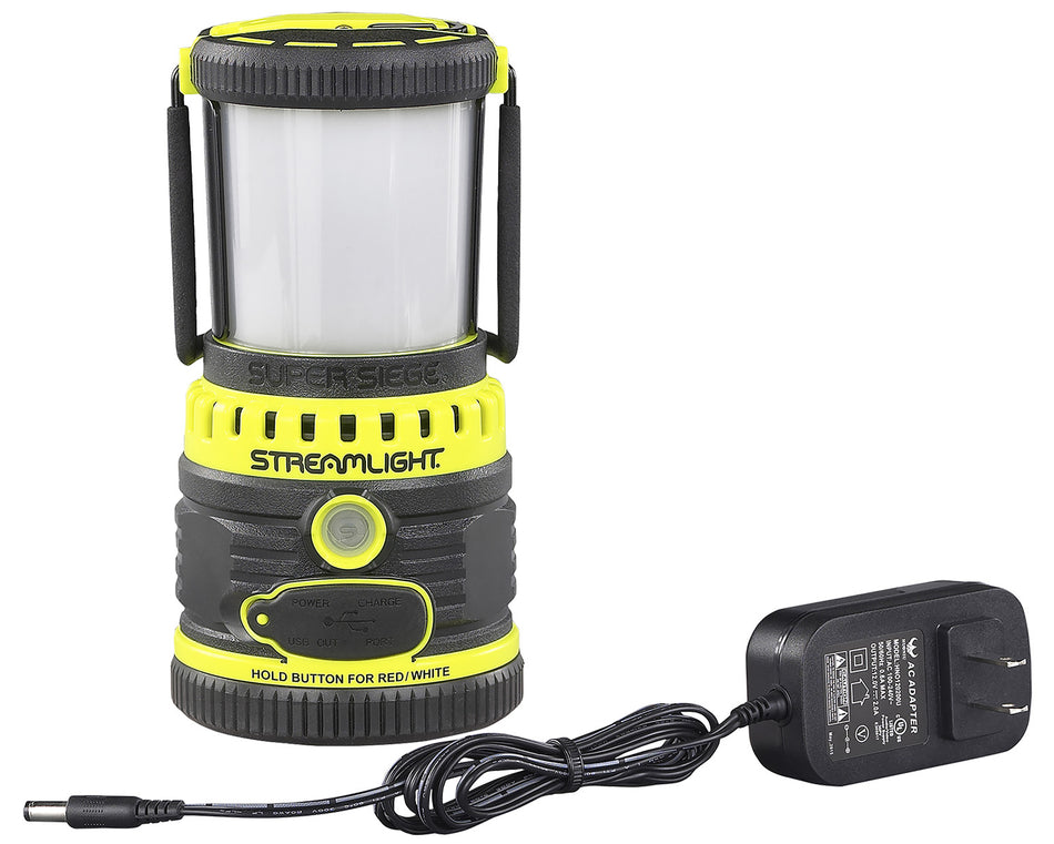 Streamlight Super Siege Black/Yellow 1100 Lumen Rechargeable Lantern Red White LED Emergency