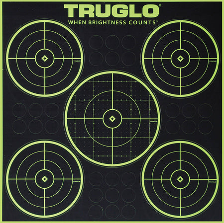 TruGlo Tru-See 5-Bull Heavy Paper Target with Green Halo Self-Adhesive 12"x12" Pack of 6
