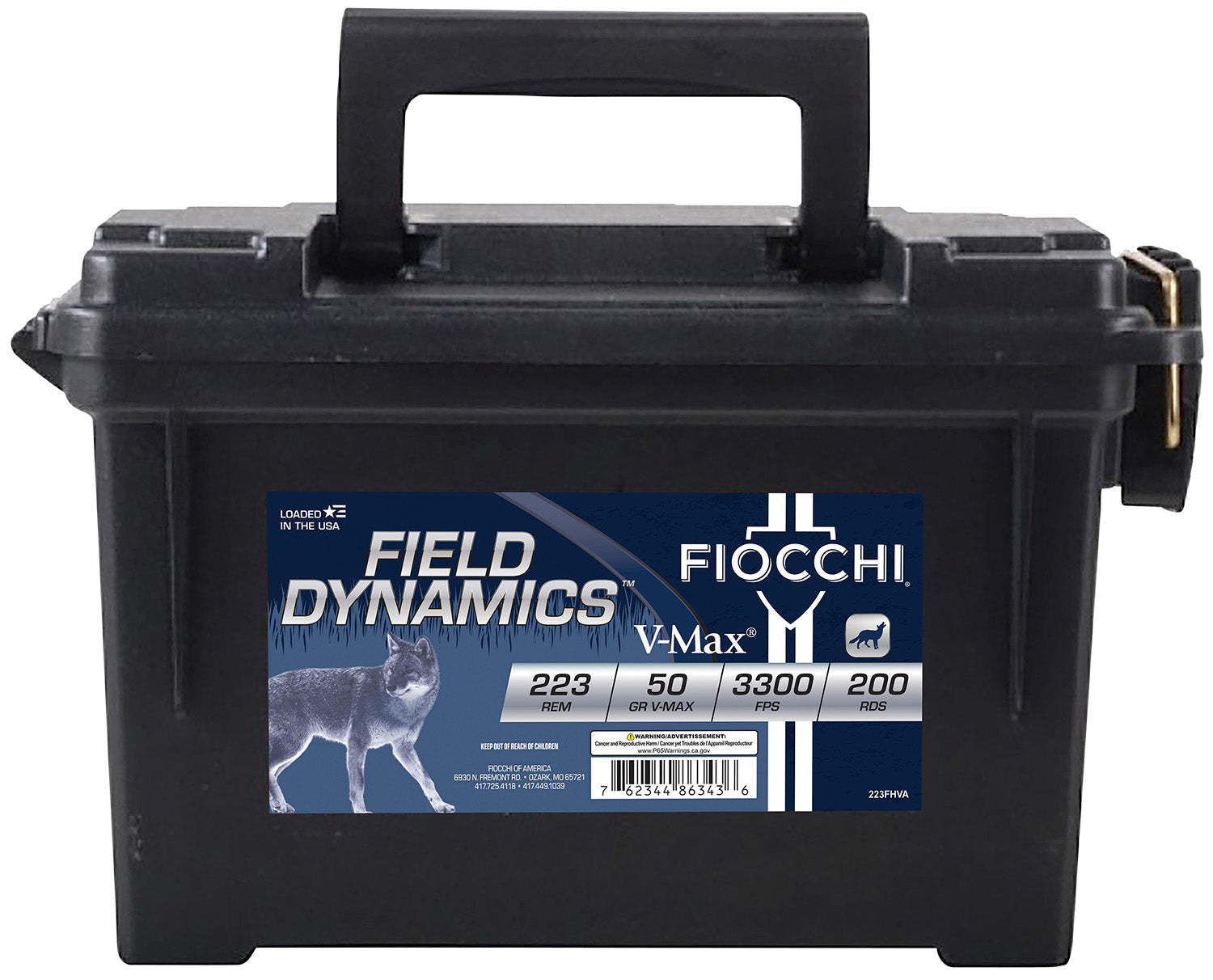 Fiocchi Field Dynamics .223 Remington 50 grain Hornady V-Max ammunition
