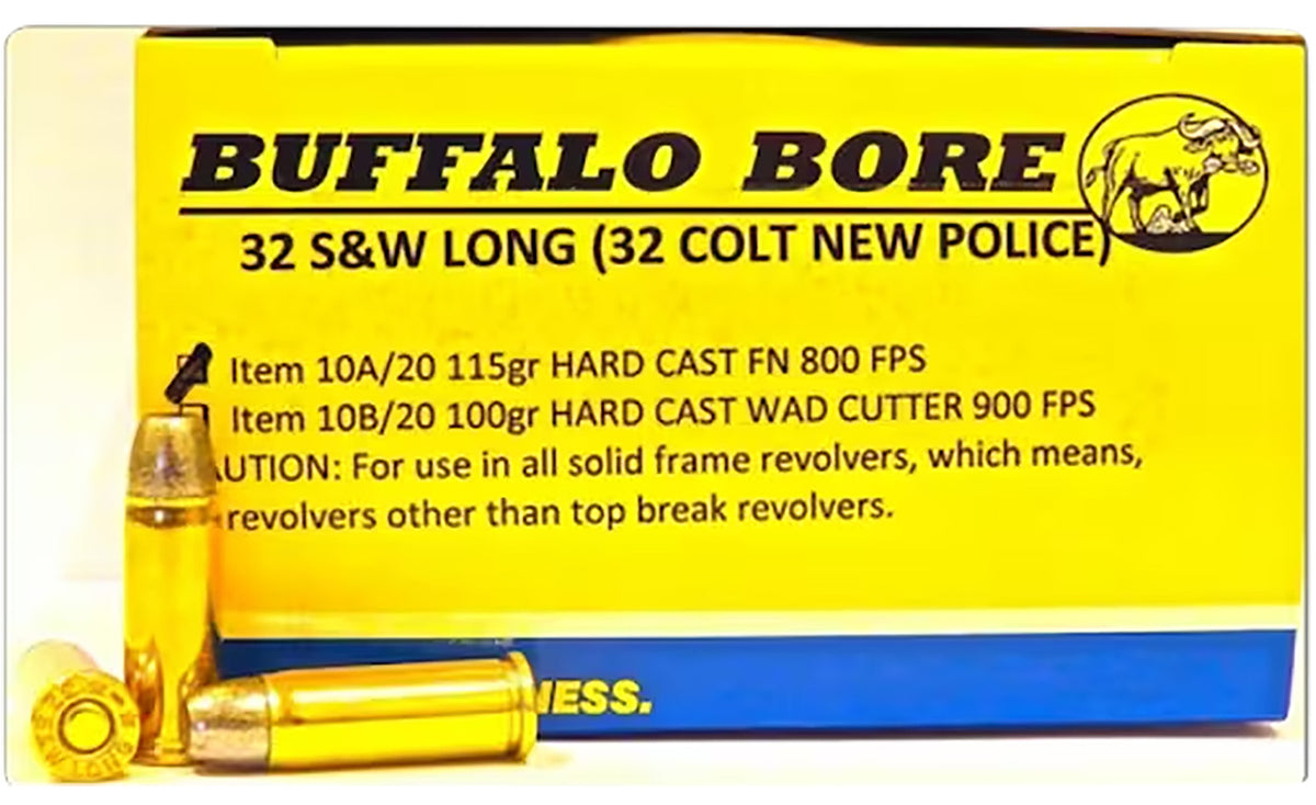 Buffalo Bore Personal Defense .32 S&W Long 115 grain Hard Cast Flat Nose ammunition
