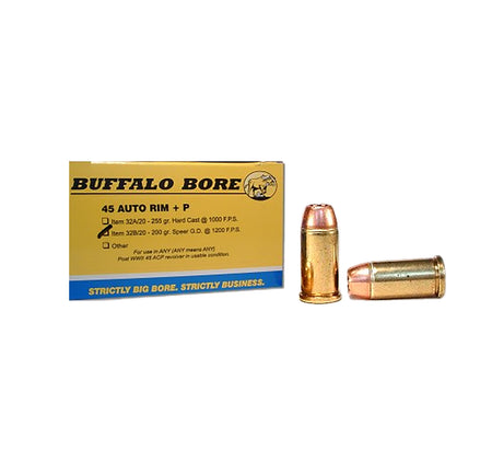 Buffalo Bore Personal Defense +P .45 Auto Rim 200 grain Jacketed Hollow Point ammunition