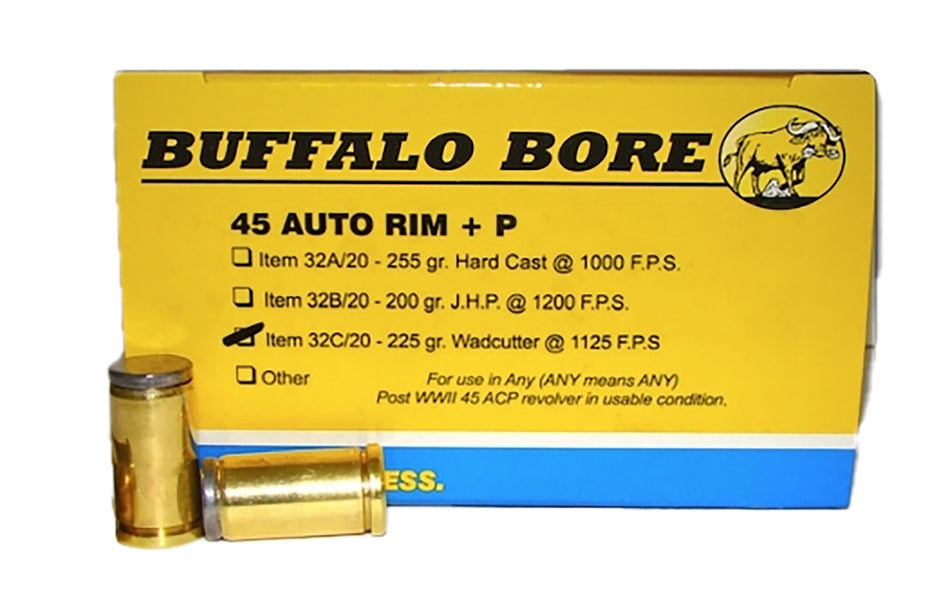 Buffalo Bore Personal Defense +P .45 Auto Rim 225 grain Wadcutter ammunition