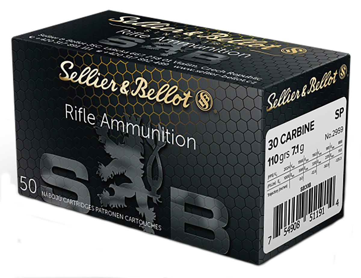 Sellier and Bellot Rifle .30 Carbine 110 grain Soft Point ammunition