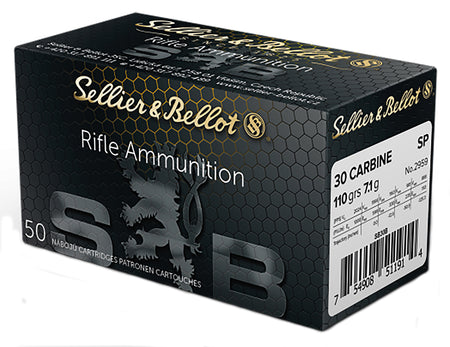 Sellier and Bellot Rifle .30 Carbine 110 grain Soft Point ammunition