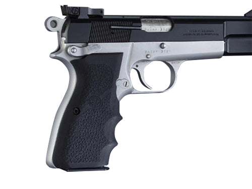 Hogue 09000 Browning Hi-Power Cobblestone Black Rubber Grip Finger Grooves