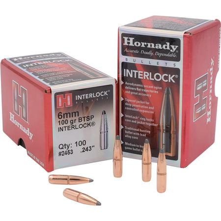 Hornady InterLock 6mm .243 100gr Boat Tail Spire Point Bullets 100/Box