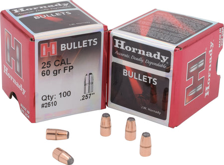 Hornady Traditional Varmint 25 Cal .257 60gr Flat Point Bullets 100/Box