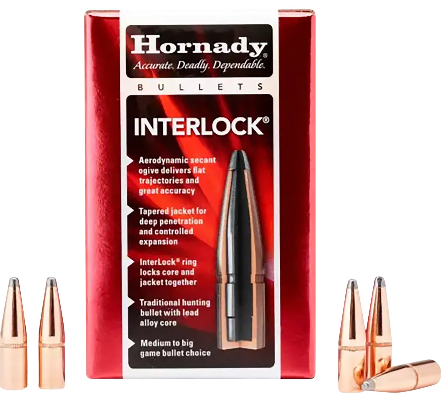 Hornady InterLock 270 Cal .277 140gr Boat Tail Spire Point Bullets 100/Box
