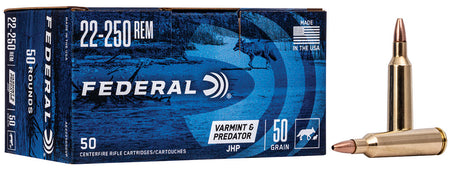 Federal American Eagle Varmint & Predator .22-250 Remington 50 grain Jacketed Hollow Point ammunition