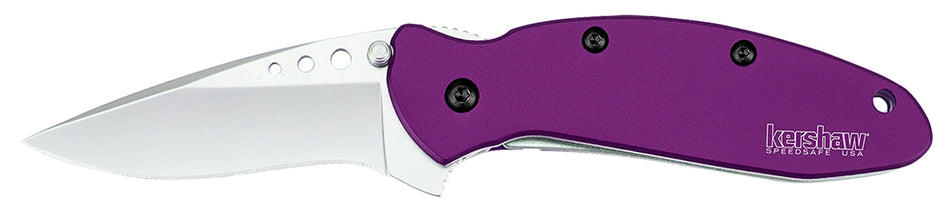 Kershaw Scallion 1620PUR 2.40" Assisted-Open Folding Knife Drop Point 420HC Blade Purple Anodized Aluminum Handle with Clip