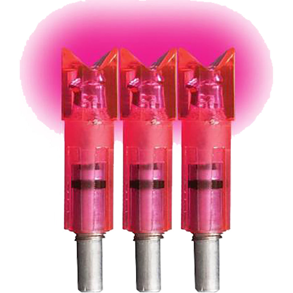 Lumenok 3 pk. Pink Moon Lighted Crossbow Nocks Gold Tip Compatible
