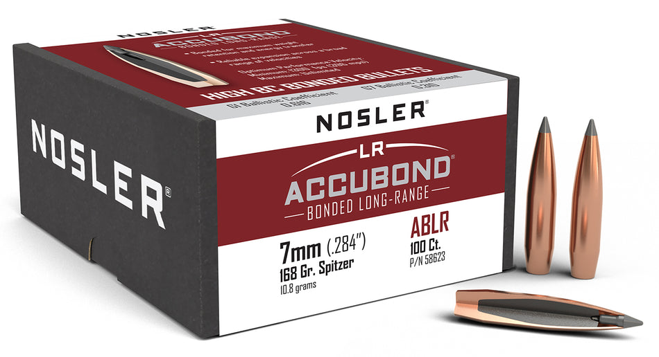 Nosler AccuBond Long Range 7mm 168gr Spitzer Point Bullets 100/Box