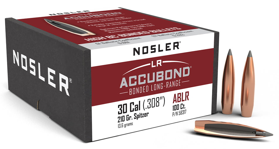 Nosler AccuBond Long Range 30 Cal 210gr Spitzer Point Reloading Bullets 100/Box