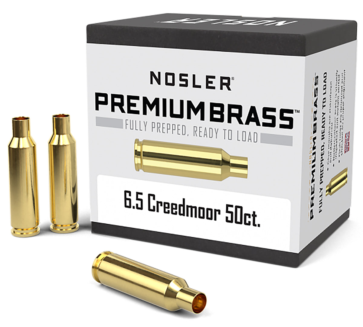 Nosler 44824 Premium Brass Unprimed Cases 6.5 Creedmoor Rifle Brass 50/Box