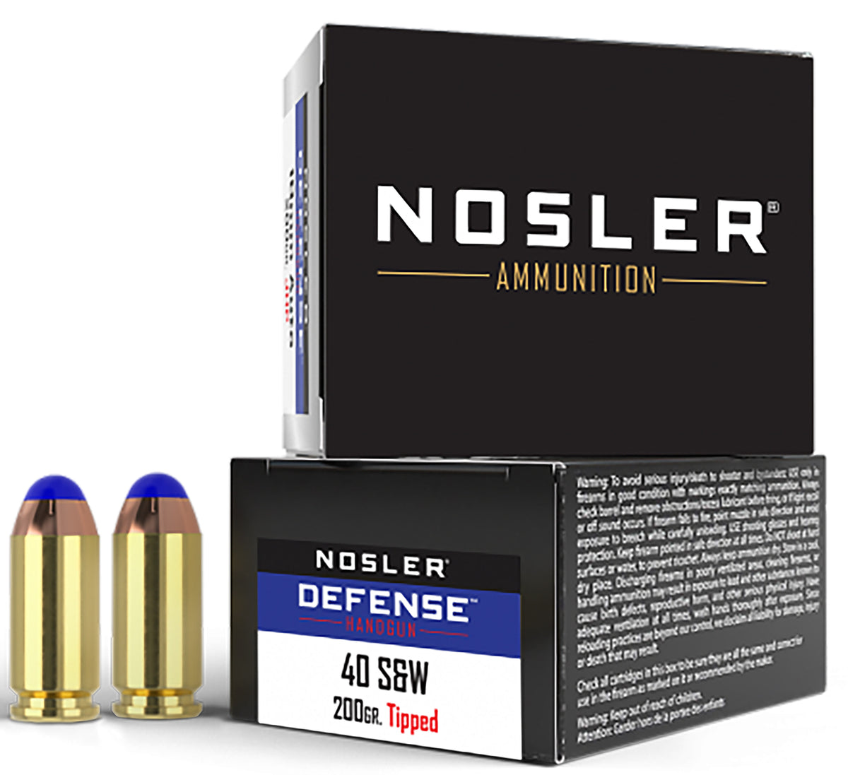 Nosler Defense .40 S&W 200 grain Bonded Performance Tipped ammunition