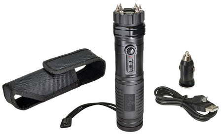 Zap Stun Gun Flashlight Combo ZAPLE Black 1 Million Volt Six Spike Electrodes