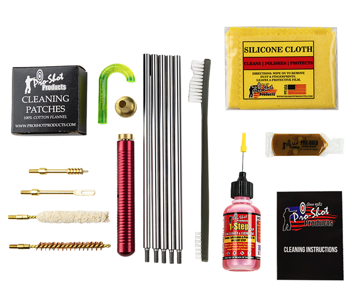Pro-Shot .30 Caliber 7.62mm Rifle Classic Cleaning Kit with Yellow Plastic Case