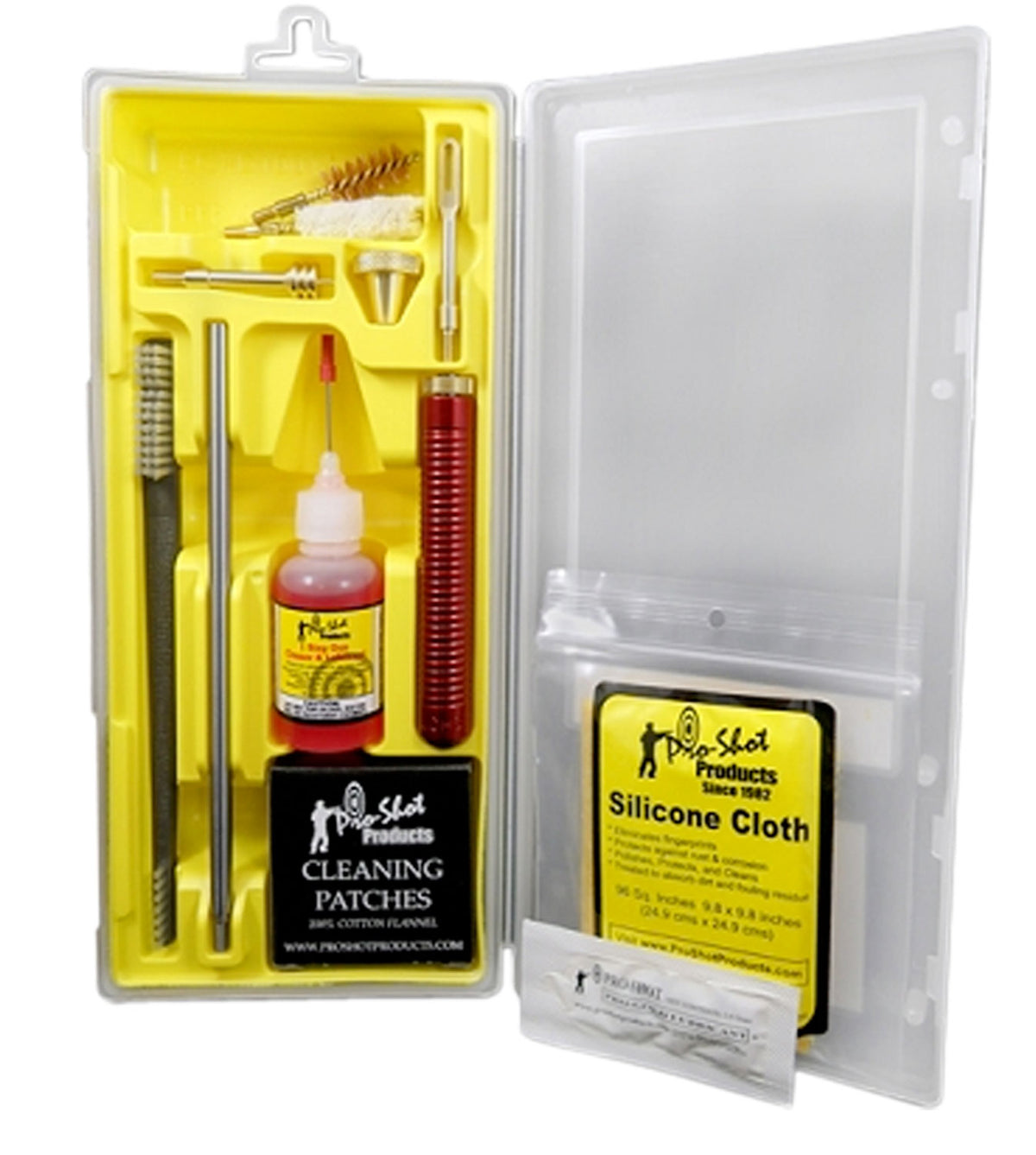 Pro-Shot P45KIT .45 Cal Pistol Cleaning Kit Yellow Plastic Box Case