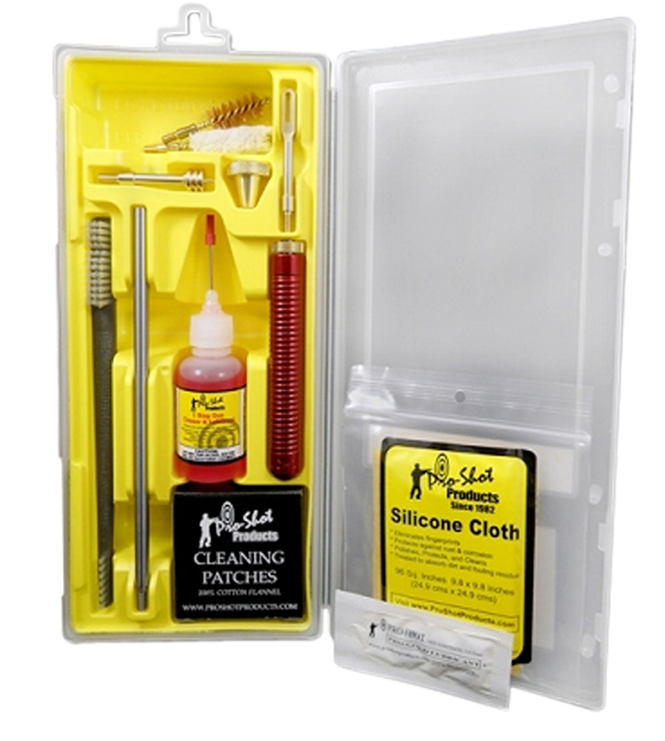 Pro-Shot P45KIT .45 Cal Pistol Cleaning Kit Yellow Plastic Box Case