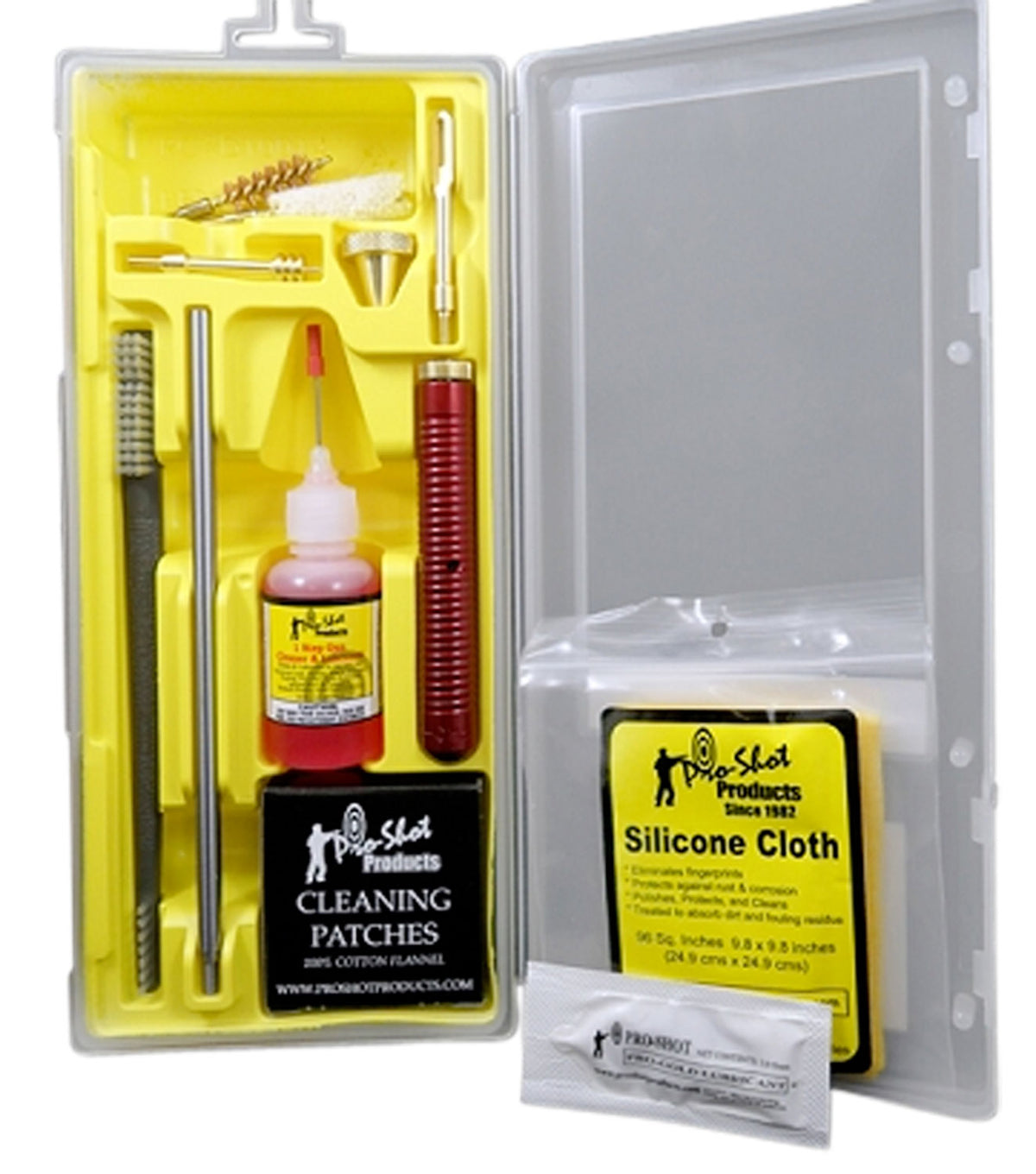 Pro-Shot P4010KIT .40/10mm Pistol Cleaning Kit Yellow Plastic Box Case