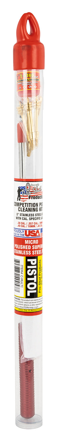 Pro-Shot CMULTI Multi-Caliber Pistol Cleaning Competition Tube Kit with Hang Cap Case