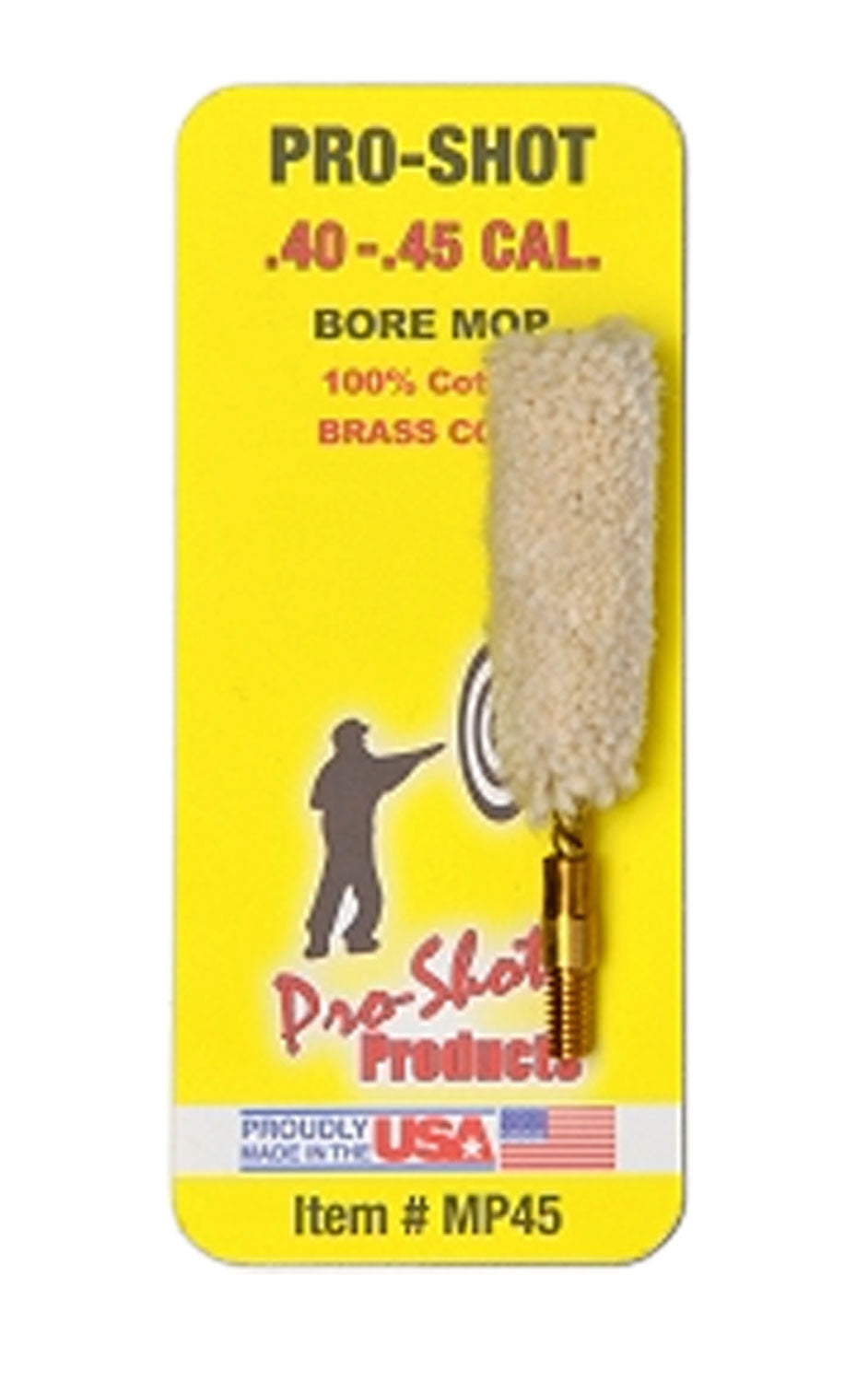 Pro-Shot .40-.45 Cal Pistol 100% Cotton Brass Core Bore Mop #8-32 Thread