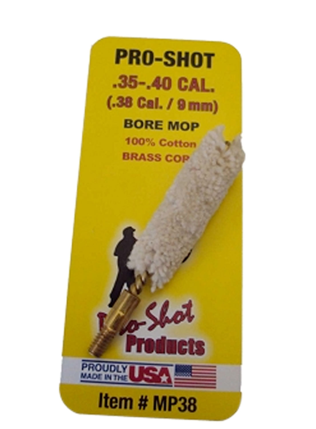 Pro-Shot .35-.40 Cal Pistol 100% Cotton Brass Core Bore Mop #8-32 Thread