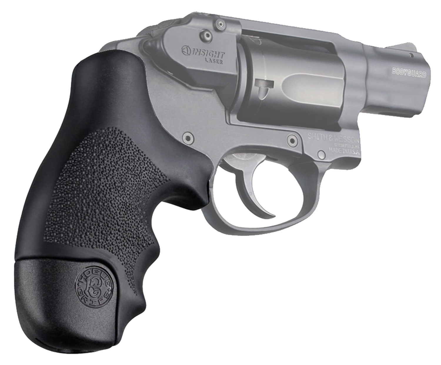 Hogue 60020 S&W J Frame Centennial Bodyguard Black Rubber Tamer OverMolded Pistol Grip