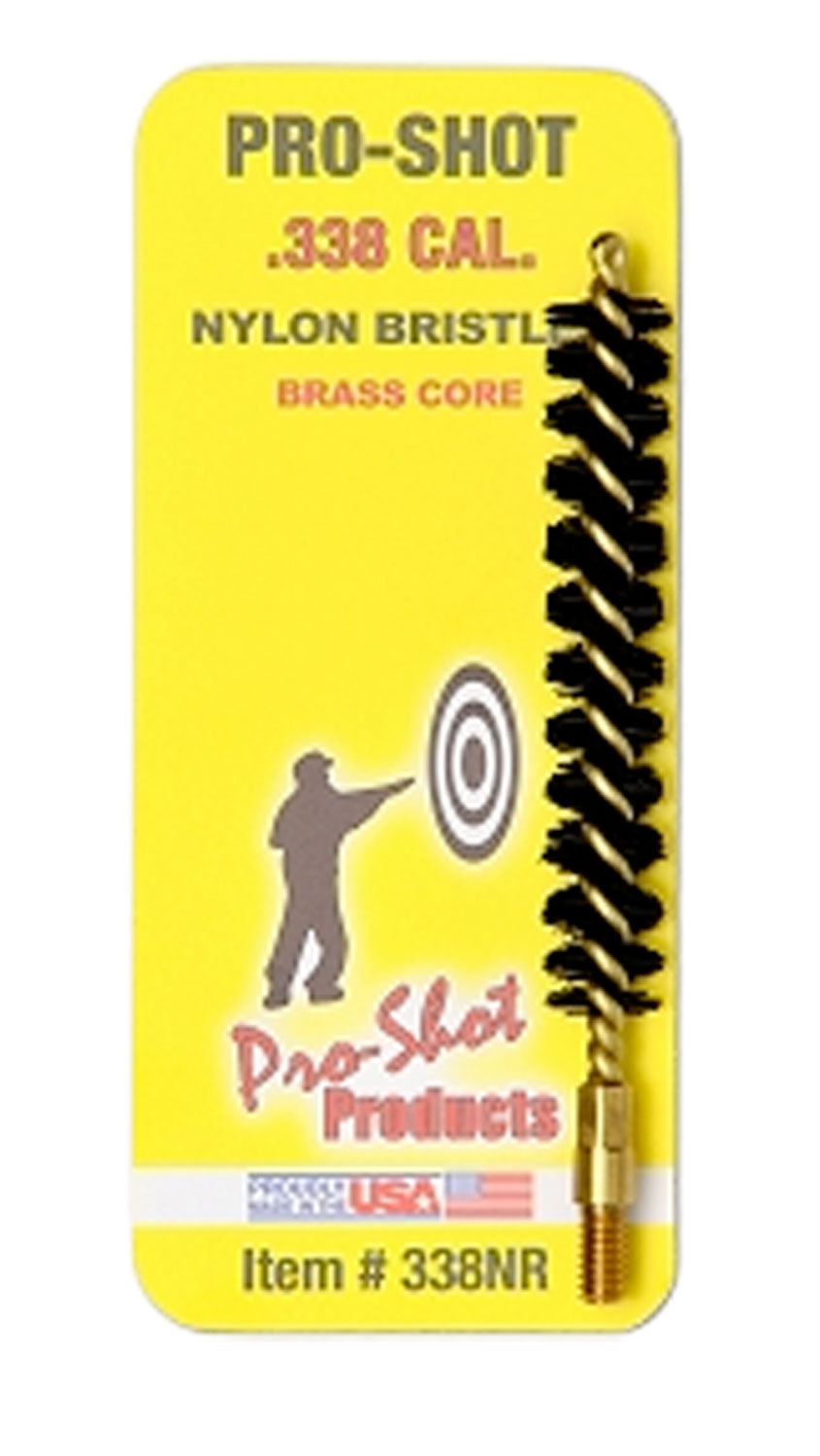 Pro-Shot .338 Cal Rifle Brass Core Nylon Bristle Bore Brush #8-32 Thread