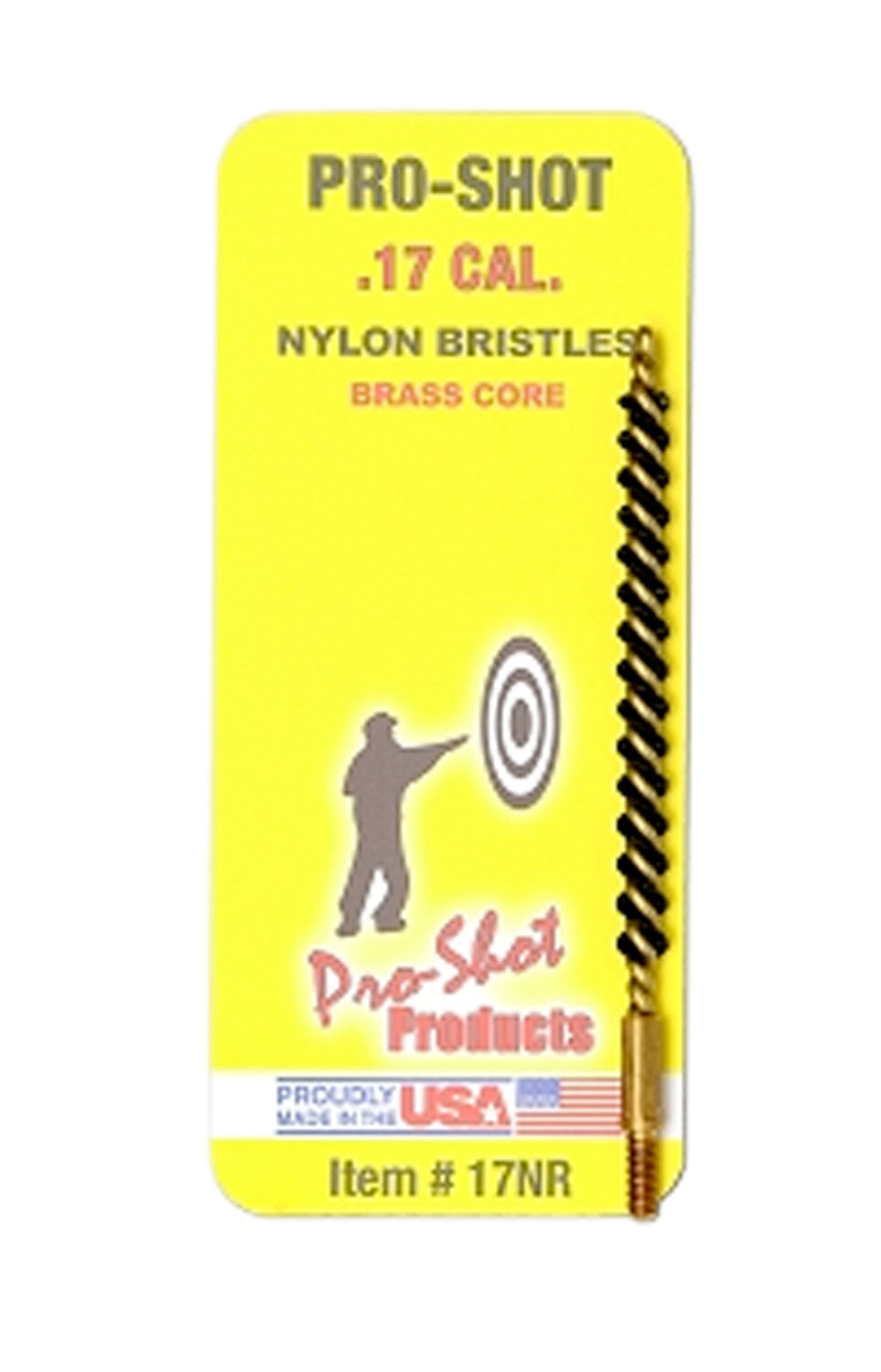 Pro-Shot .17/.177 Cal Rifle Brass Core Nylon Bristle Bore Brush #5-40 Thread