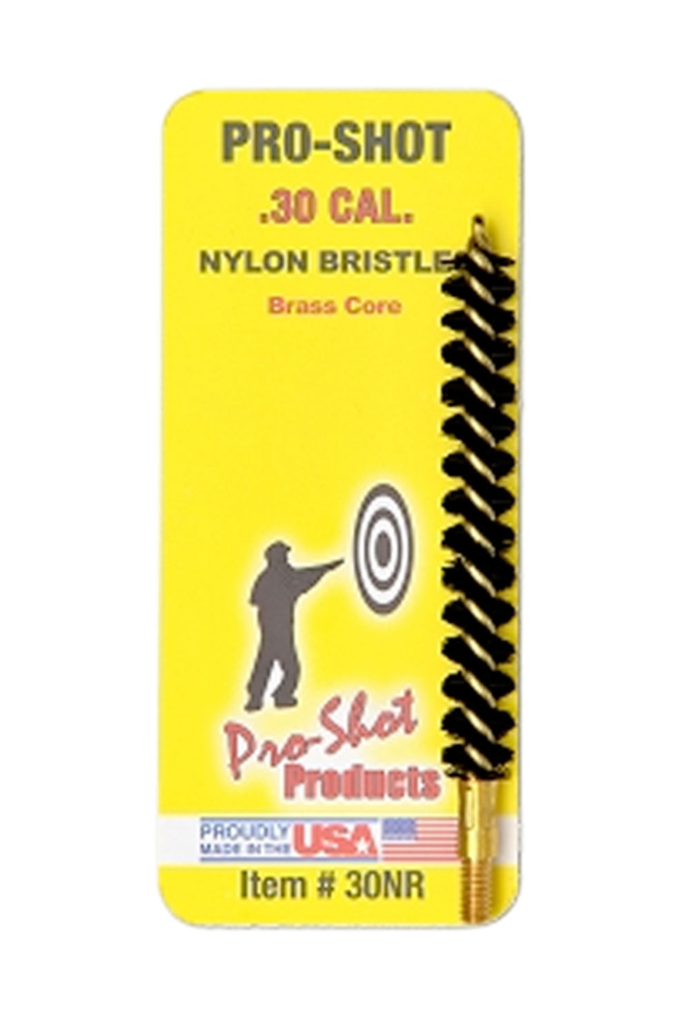 Pro-Shot .30/7.62mm Cal Rifle Brass Core Nylon Bristle Bore Brush #8-32 Thread
