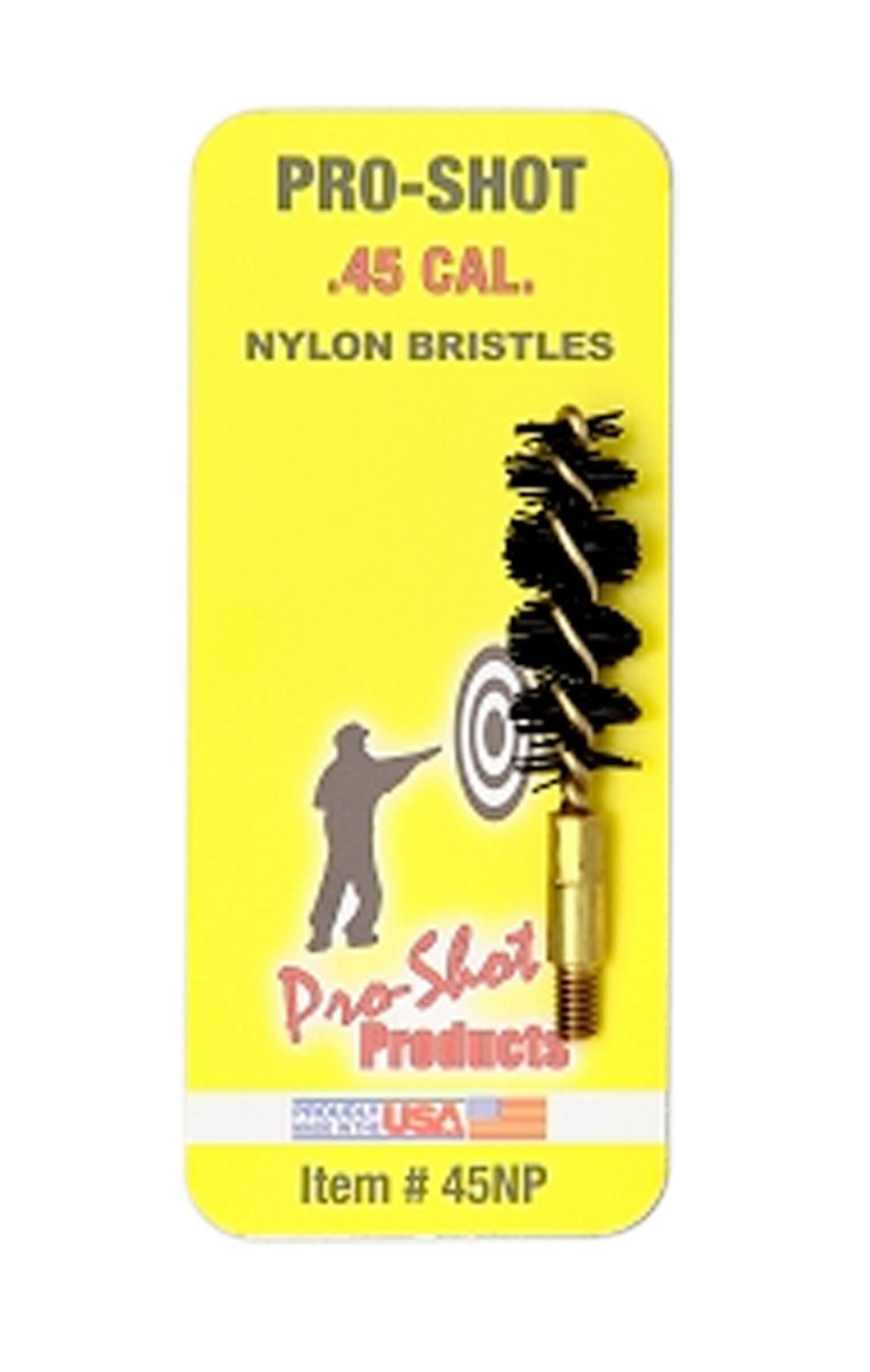 Pro-Shot 45NP .45 Cal Handgun Bore Brush Nylon Bristles Brass Core