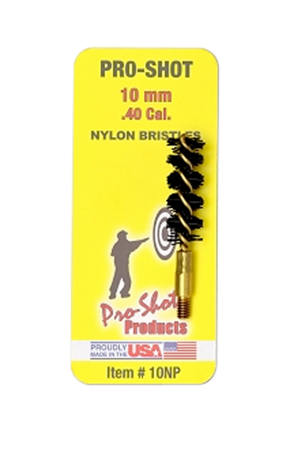 Pro-Shot 10NP .40/10mm Handgun Bore Brush Nylon Bristles Brass Core