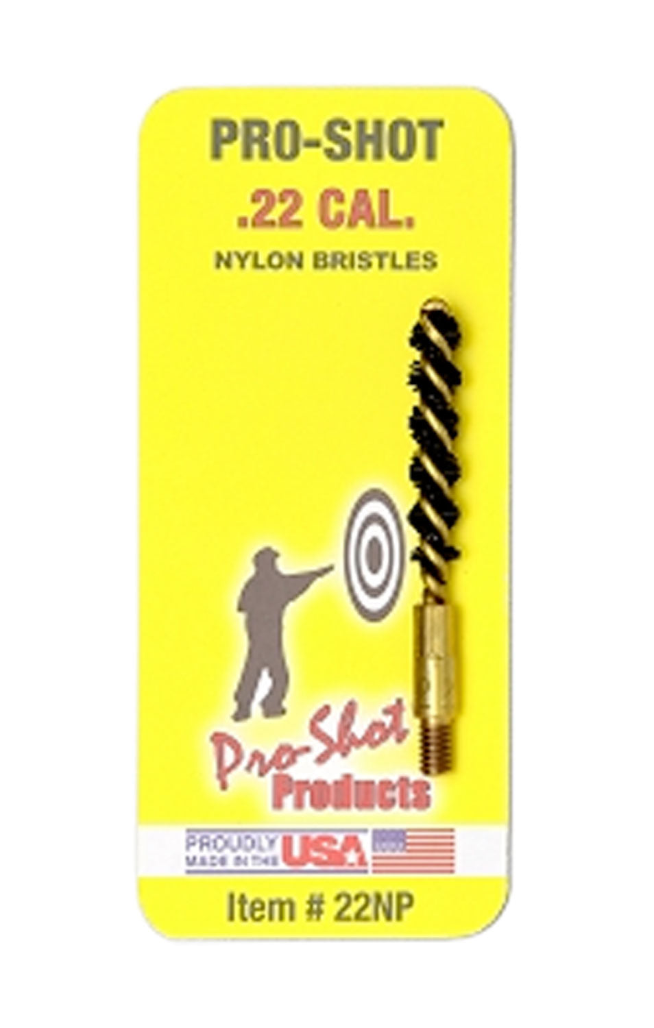 Pro-Shot 22NP .22 Cal Pistol Bore Brush Nylon Bristles Brass Core