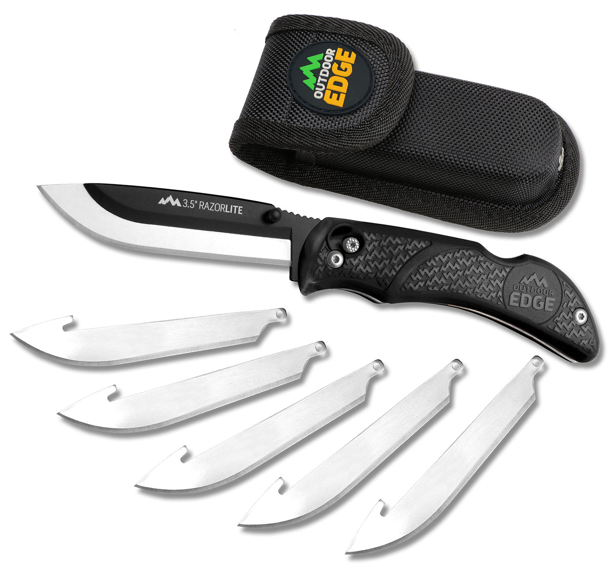 Outdoor Edge RazorLite RL10C 3.50" Plain Black Oxide 420J2 SS Folding Blade Black TPR Handle