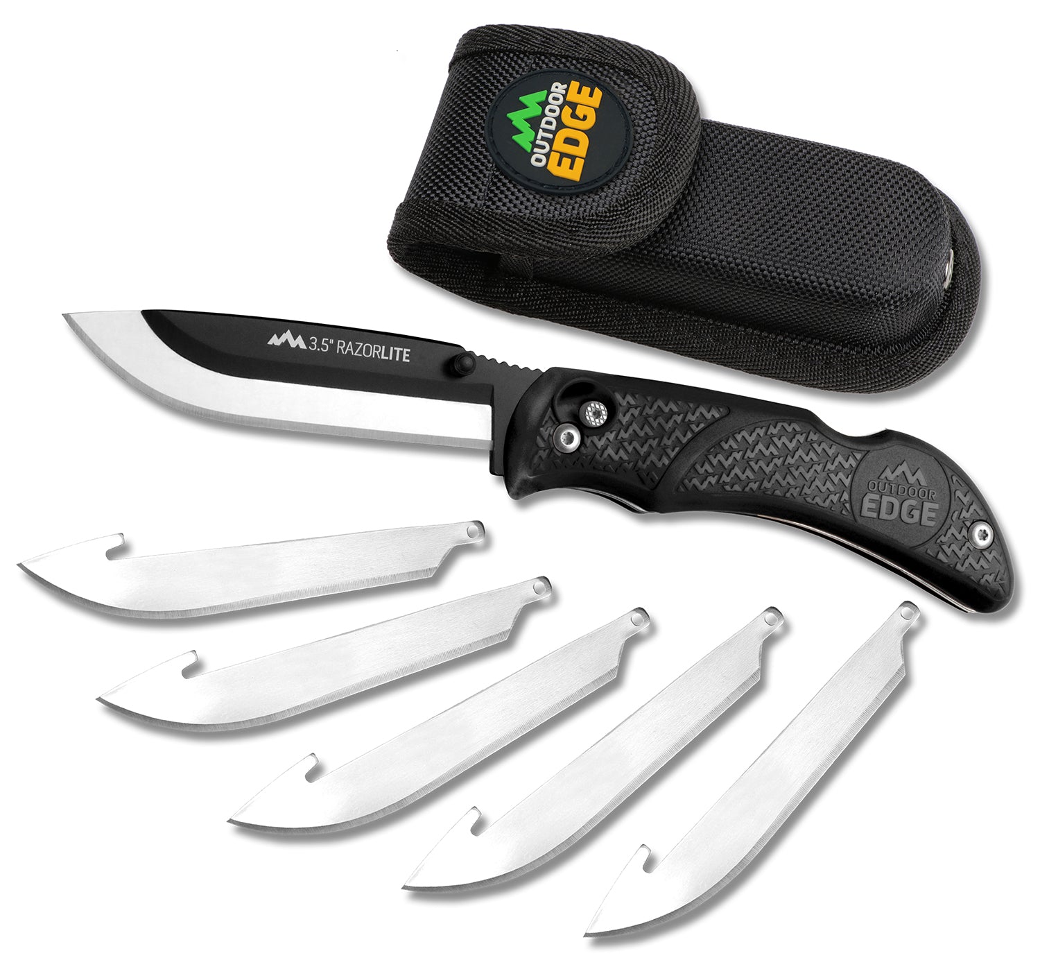 Outdoor Edge RazorLite RL10C 3.50" Plain Black Oxide 420J2 SS Folding Blade Black TPR Handle